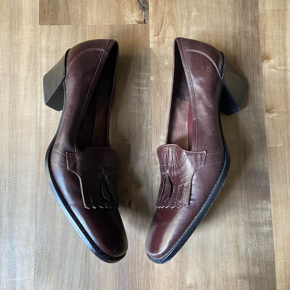 Vintage 90s Etienne Aigner brown leather loafer pumps - Picture 2 of 5